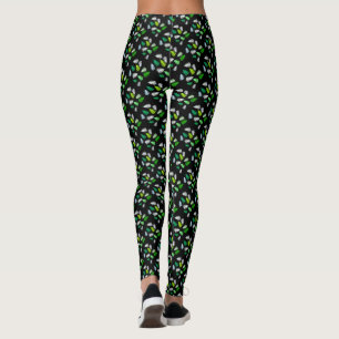 Pastel Colors Happy Green Fern Feuille Leggings