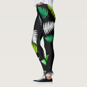 Pastel Colors Happy Green Fern Feuille Leggings
