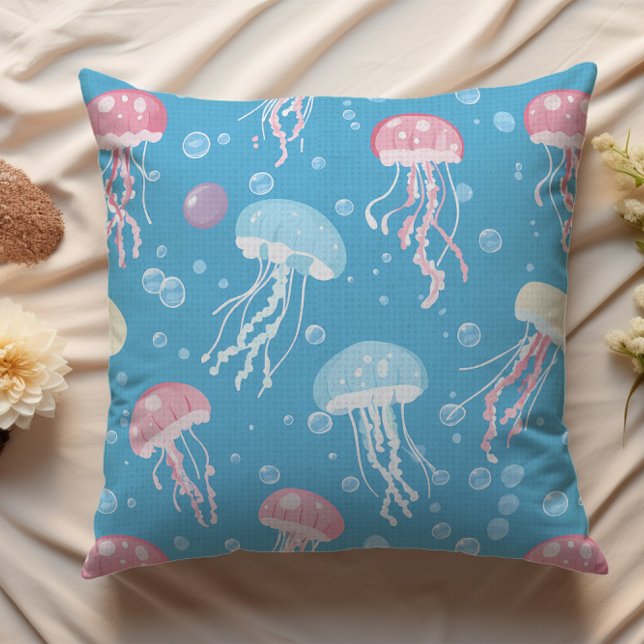 Pastel colors jellyfish pattern kussen (Creator heeft geüpload)
