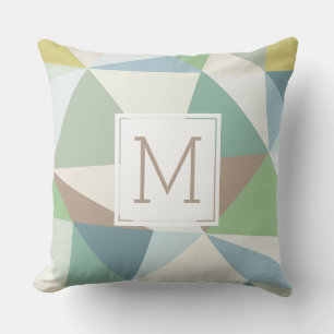 Pastel Colors Modern Geometric Pattern Monogram Kussen