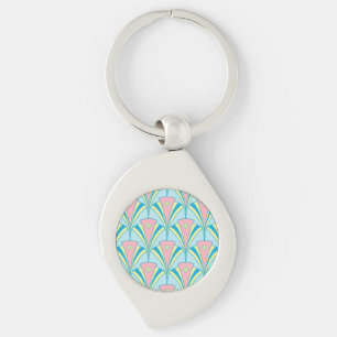 Pastel Colour Art Deco Patroon Sleutelhanger