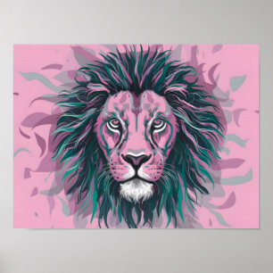 Pastel-Coloured Lion Abstract behang Poster