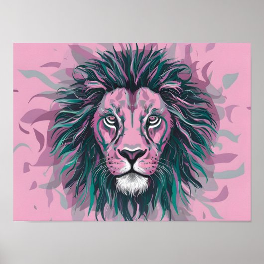 Pastel-Coloured Lion Abstract behang Poster (Voorkant)