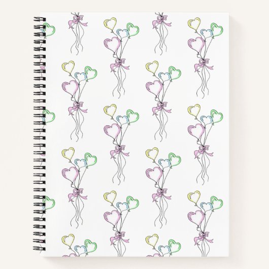 Pastel Colours Heart Balloons Carnet (Devant)