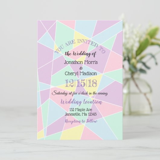 Pastel Colours Invitations de mariage (Debout devant)