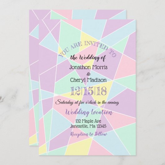 Pastel Colours Invitations de mariage (Devant / Derrière)