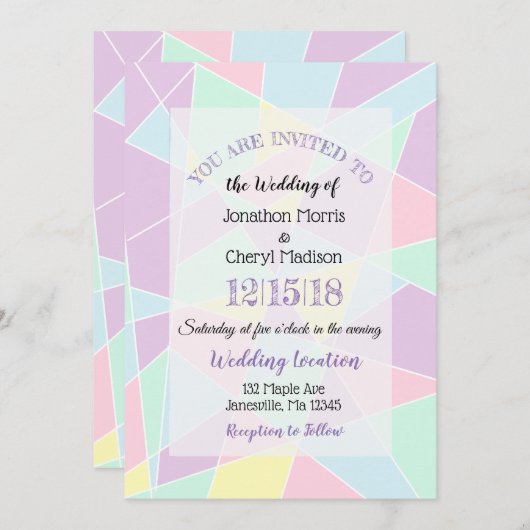 Pastel Colours Invitations de mariage (Devant / Derrière)