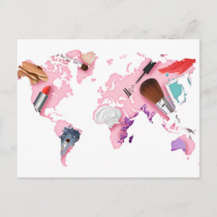 Pastel Comestics-Wereldkaart Briefkaart