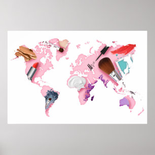 Pastel Comestics-Wereldkaart Poster