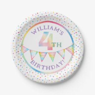 Pastel Confetti 4e verjaardagsfeest Borden Papieren Bordje