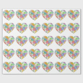 Pastel Confetti Hearts Cadeaupapier (Vlak)