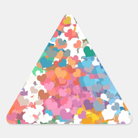 Pastel Confetti Hearts Driehoek Sticker (Voorkant)