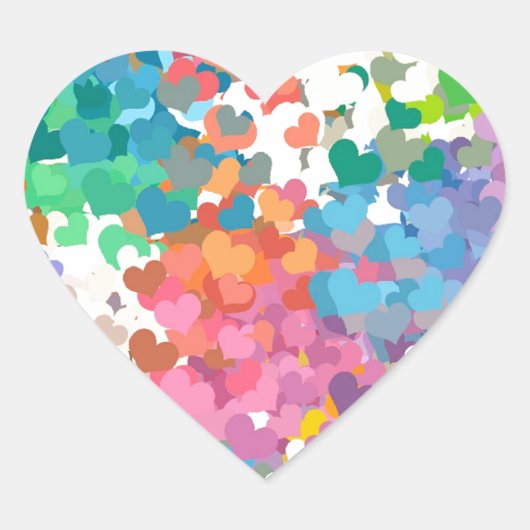 Pastel Confetti Hearts Hart Sticker (Voorkant)