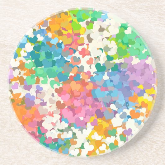 Pastel Confetti Hearts Zandsteen Onderzetter (Voorkant)