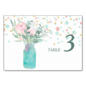 Pastel Confetti Mason Jar Wedding Table Kaart (Achterkant)
