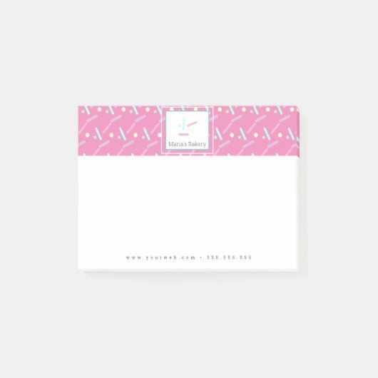 Pastel Confetti Sprinkles Bakery Cake Logo Post-it® Notes (Voorkant)