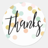 Pastel Confetti Stippen dank u Ronde Sticker (Voorkant)