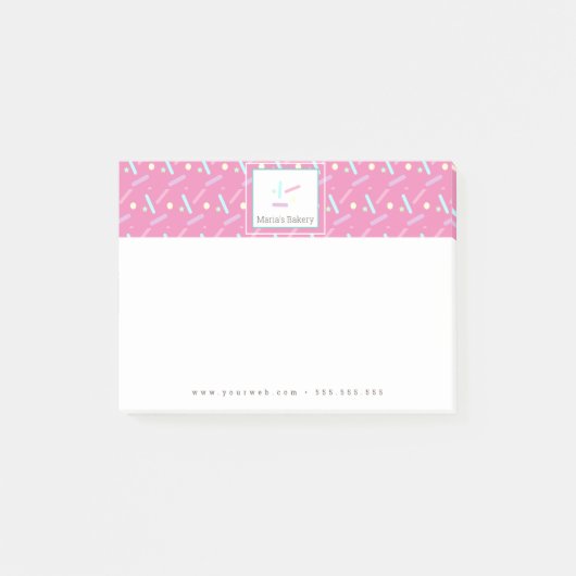 Pastel Confetti Strooigoed Bakkerij Cake Logo Post-it® Notes (Voorkant)