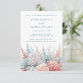 Pastel Coral-Beach thème de mariage Invitation (Debout devant)