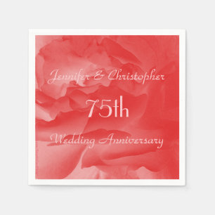 Pastel Coral Pink Rose, 75th Wedding Jubileum Servetten