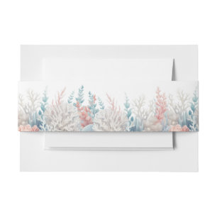 Pastel Coral Reef Beach-bruiloft Uitnodigingen Wikkel