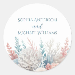 Pastel Coral Reef-Beach Mariage- Stickers Mariage