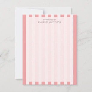 Pastel Coral Stripes Elegant Monogram Notitiekaartje