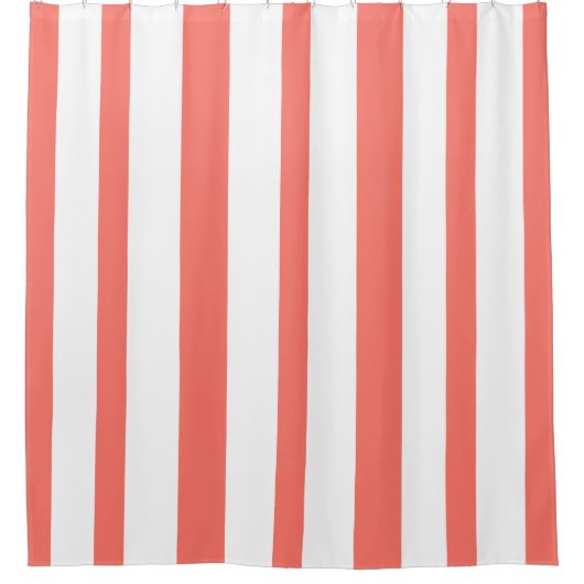 Pastel Coral White Summertime Stripes Douchegordijn (Voorkant)