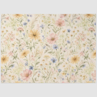 Pastel Cottage Wildebloem Waterverf Tissuepapier
