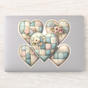 Pastel Cottagecore Patchwork Harten Sticker