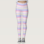 Pastel couleur douce créative rayures Leggings (Devant)
