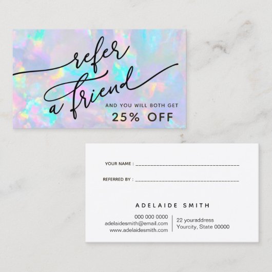 pastel couleurs opal carte de référence (Devant / Derrière)