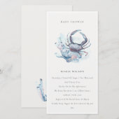 Pastel Crab Coral Baby shower nautique Invitation (Devant / Derrière)