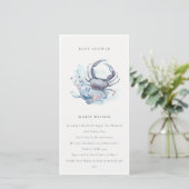 Pastel Crab Coral Baby shower nautique Invitation (Debout devant)