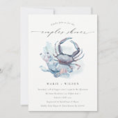 Pastel Crab Coral Nautique Couples Invitation douc (Devant)