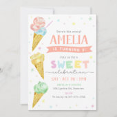 Pastel Crème de glace Anniversaire Invitation (Devant)