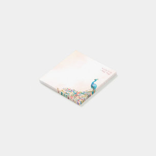 Pastel crème florale pauw sjabloon post-it® notes