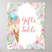 Pastel Crème glacée Floral Cadeaux Tableau Signal (Devant)