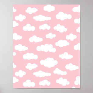 Pastel Cumulus wolken asthetische witte en roze ku Poster