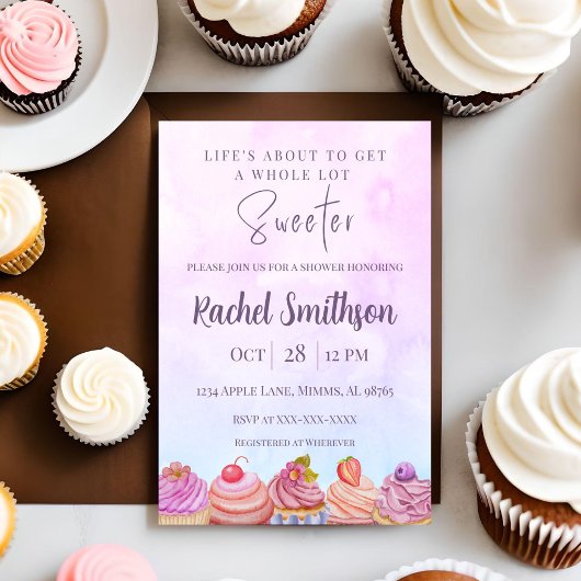 Pastel Cupcake Bruiloft Uitnodiging