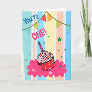 Pastel Cupcake Carte de voeux pour le premier anni