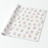 Pastel Cupcake Mustache Pattern Cadeaupapier (Uitgerold)