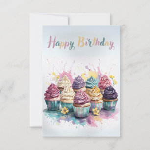 Pastel Cupcake Verjaardag Wenskaart Kaart