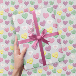 Pastel Custom Conversation Snoep Hearts Gift Wrap Cadeaupapier