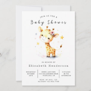 Pastel Custom Giraffe Baby shower Kaart