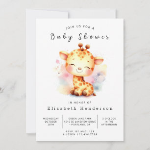 Pastel Custom Giraffe Baby shower Kaart