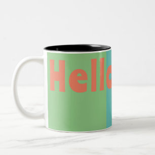 Pastel custom Monogram – Moderne Munt, Koraal Tweekleurige Koffiemok