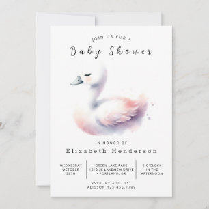 Pastel Custom Swan Baby shower Kaart