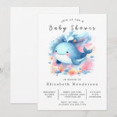 pastel custom whale Baby shower Kaart (Voorkant / Achterkant)