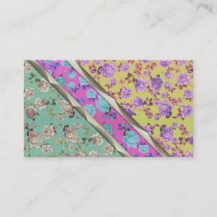 Pastel Cute Hipster Trendy Colorful Floral Stripes Visitekaartje